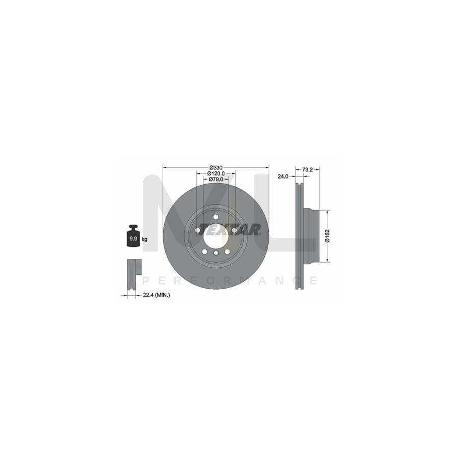 TEXTAR PRO 92242003 Brake Disc Internally Vented, Coated, without wheel hub, without wheel studs | Performance Parts Direct Car Parts