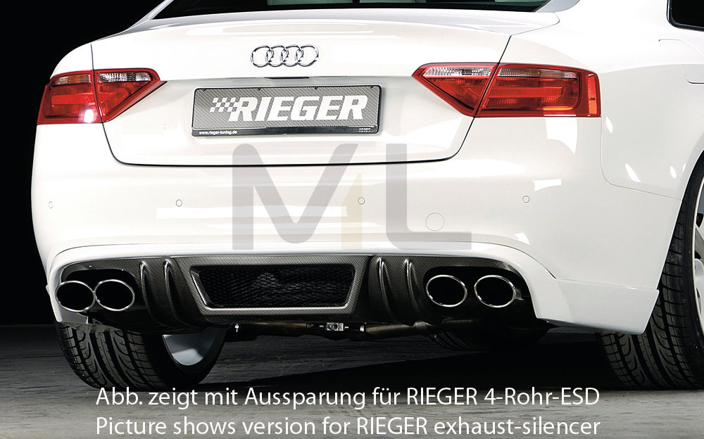 Rieger 00099075 Audi B8 B81 A5 Rear Diffuser for Original Tailpipe Left & RIght - Carbon-Look