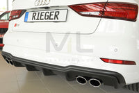 Rieger 00056825 Audi 8V S3 Rear Diffuser for Original Twin Tailpipe Left & Right -  Matte Black