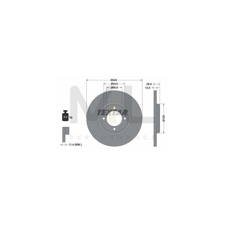 TEXTAR 92008200 Brake Disc Solid, without wheel hub, without wheel studs | Performance Parts Direct Car Parts