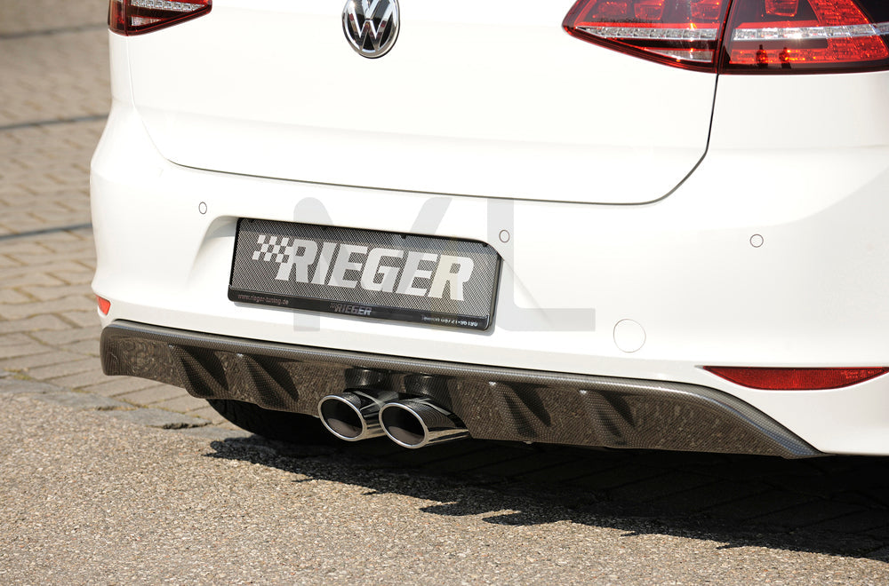 Rieger 00099276 VW Mk7 Golf Rear Diffuser for Twin Tailpipe Centre - Carbon-Look