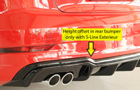 Rieger 00088184 Audi 8V A3 Rear Diffuser for Twin Tailpipe Left - Glossy Black