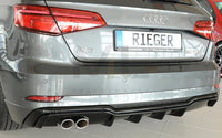 Rieger 00088180 Audi 8V A3 Rear Diffuser for Twin Tailpipe Left - Glossy Black