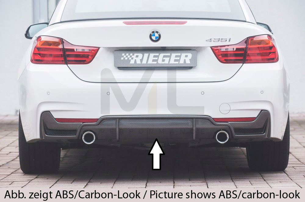 Rieger 00088072 BMW 4 Series F32 F33 F36 Rear Diffuser for Original Tailpipe Left & RIght - Glossy Black