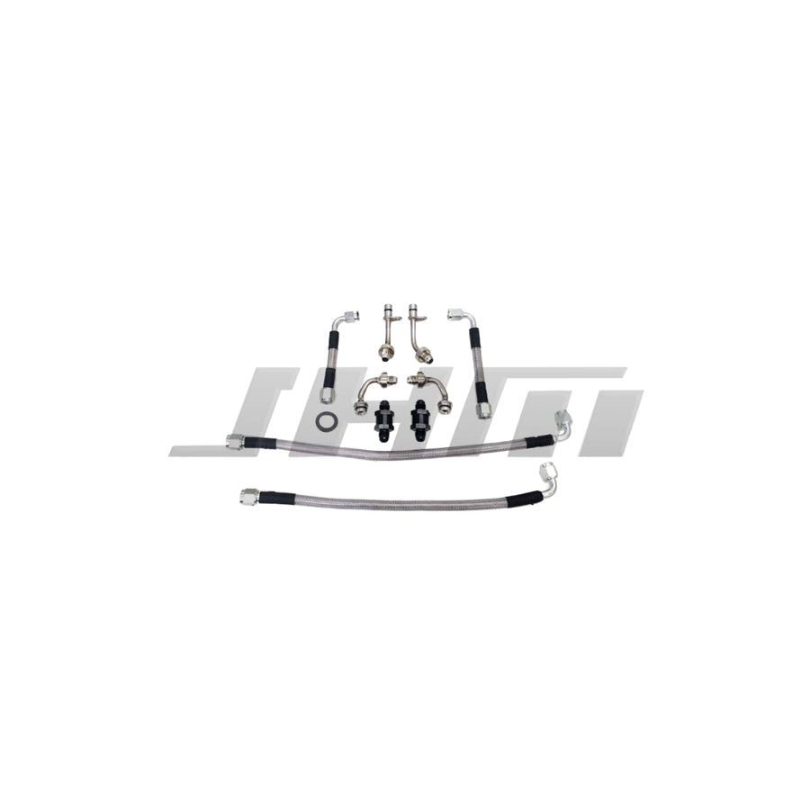 JHM Audi C7 D4 4.0T V8 Stainless Braided Turbo Oil Line & Strainer/Screen Relocation Kit (Inc. S6, S7, RS7 & S8)
