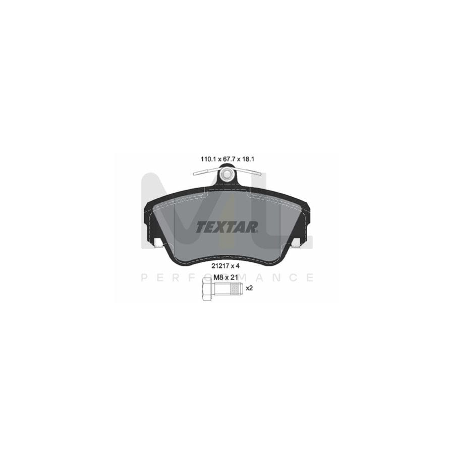 TEXTAR 2121702 Brake pad set not prepared for wear indicator, with brake caliper screws