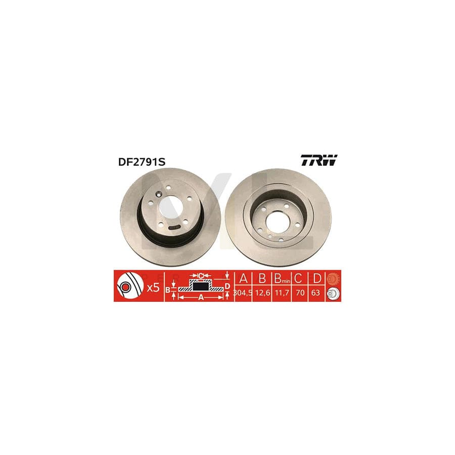 TRW DF2791S Brake Disc Solid, Painted | Performance Parts Direct Car Parts