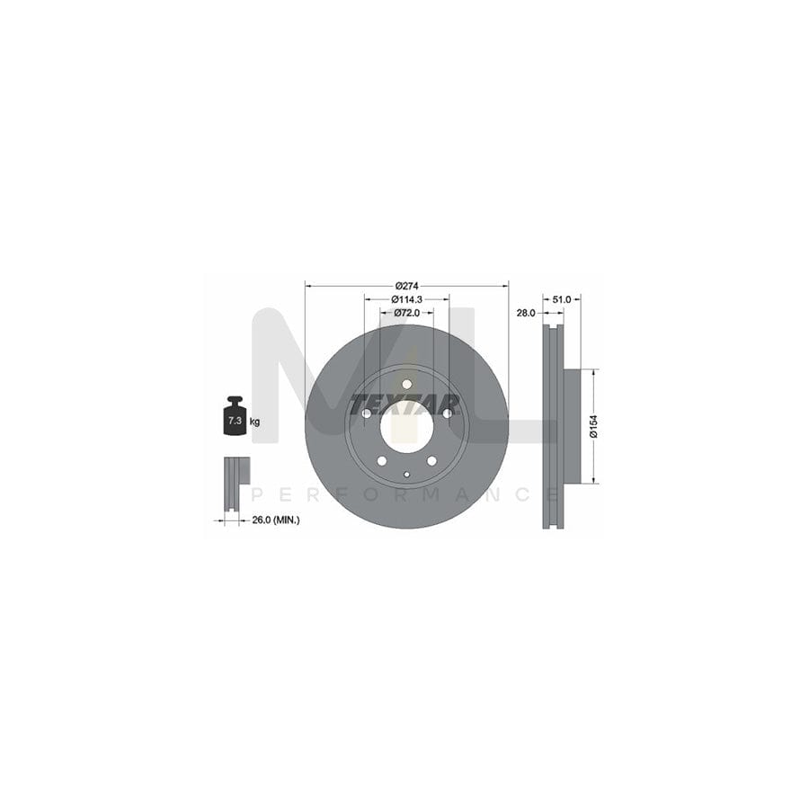 TEXTAR 92079200 Brake Disc Internally Vented, without wheel hub, without wheel studs | Performance Parts Direct Car Parts