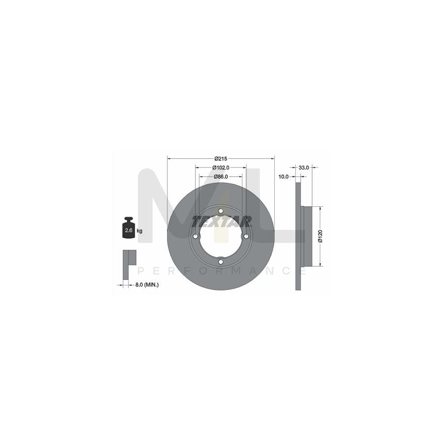 TEXTAR 92043800 Brake Disc Solid, without wheel hub, without wheel studs | Performance Parts Direct Car Parts