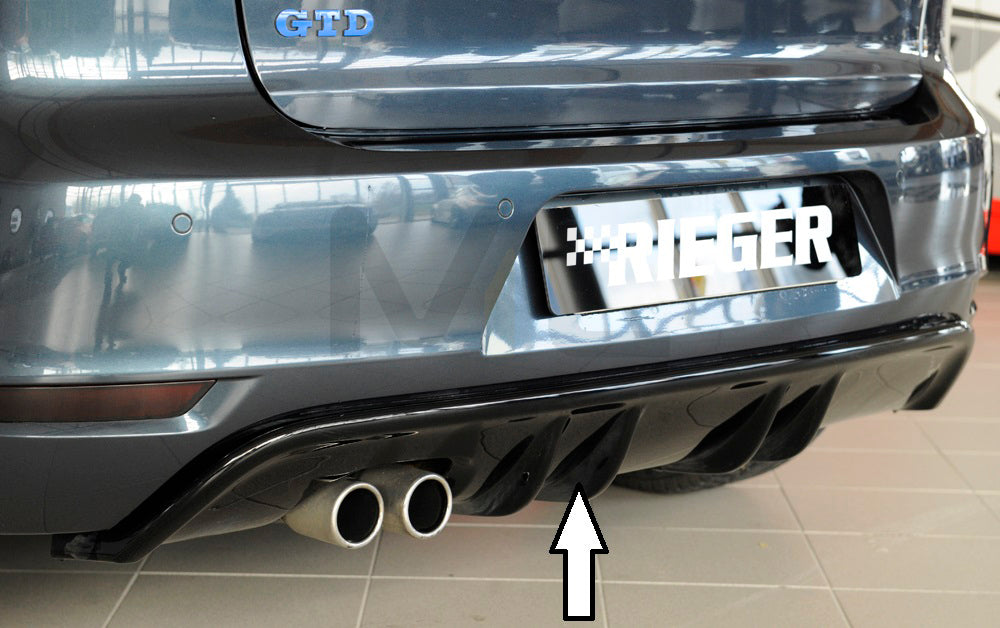 Rieger 00088019 VW Mk6 Golf GTD Rear Diffuser for Original Twin Tailpipe Left - Glossy Black