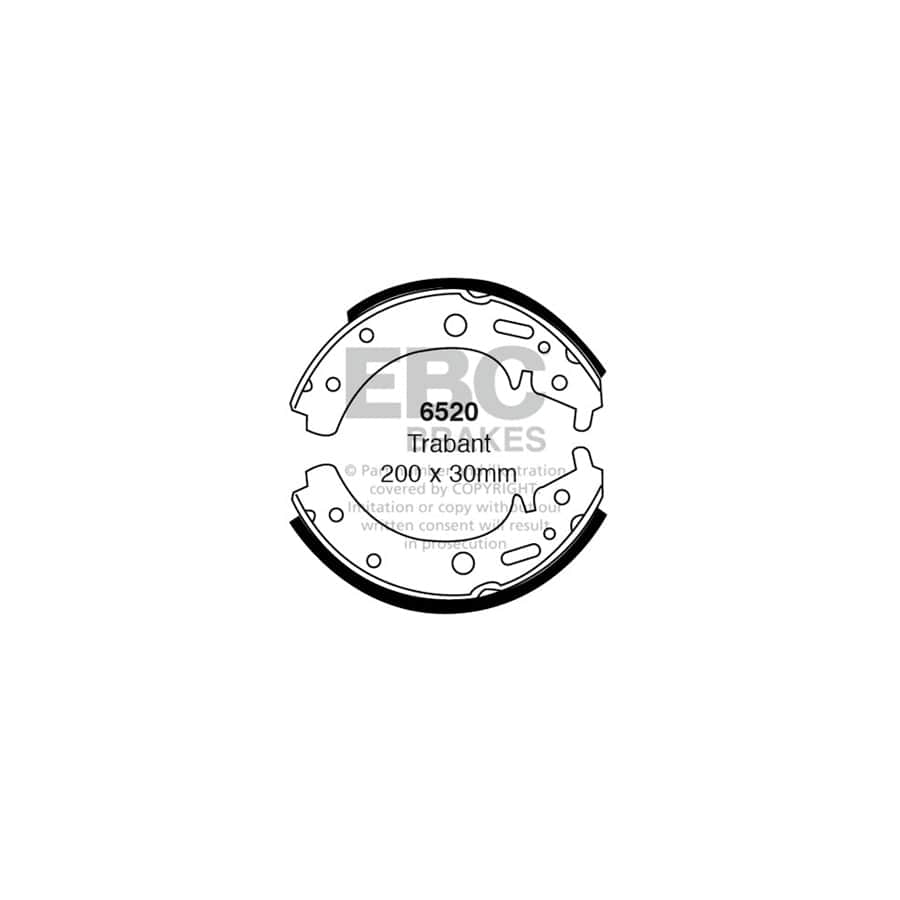 EBC 6520 Trabant Rear Brake Shoes (Inc. 601 & 1.1) (4 pcs.)