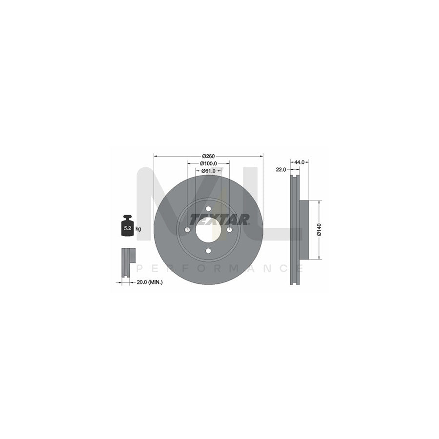 TEXTAR PRO 92239903 Brake Disc Internally Vented, Coated, without wheel hub, without wheel studs | Performance Parts Direct Car Parts