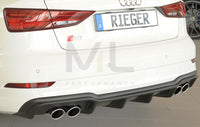 Rieger 00056825 Audi 8V S3 Rear Diffuser for Original Twin Tailpipe Left & Right -  Matte Black