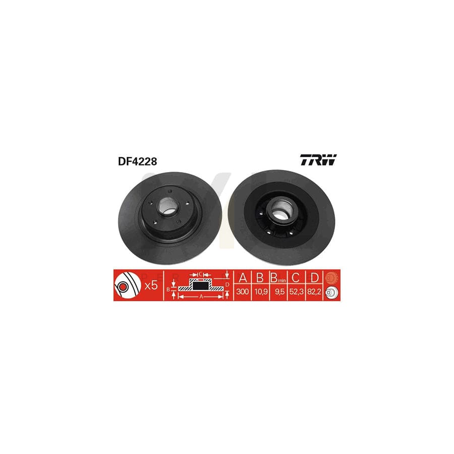 TRW DF4228 Brake Disc for RENAULT Vel Satis Solid, Painted | Performance Parts Direct Car Parts
