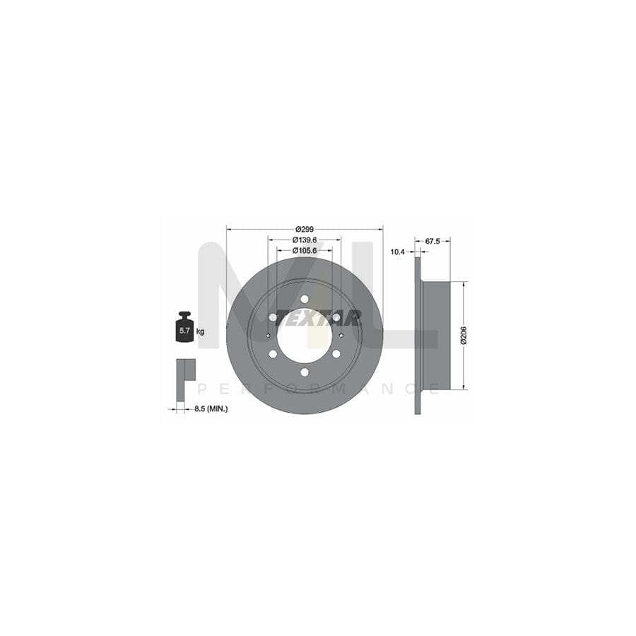 TEXTAR 92138500 Brake Disc Solid, without wheel hub, without wheel studs | Performance Parts Direct Car Parts