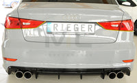 Rieger 00088158 Audi 8V A3 Rear Diffuser for Twin Tailpipe Left & Right - Glossy Black