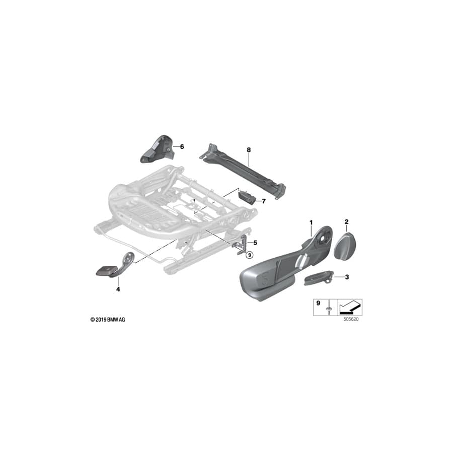 Genuine BMW 52107351922 F40 F39 G29 Trim, Seat Inner Right SCHWARZ (Inc. X2 20iX, X1 16d & X1 20i)