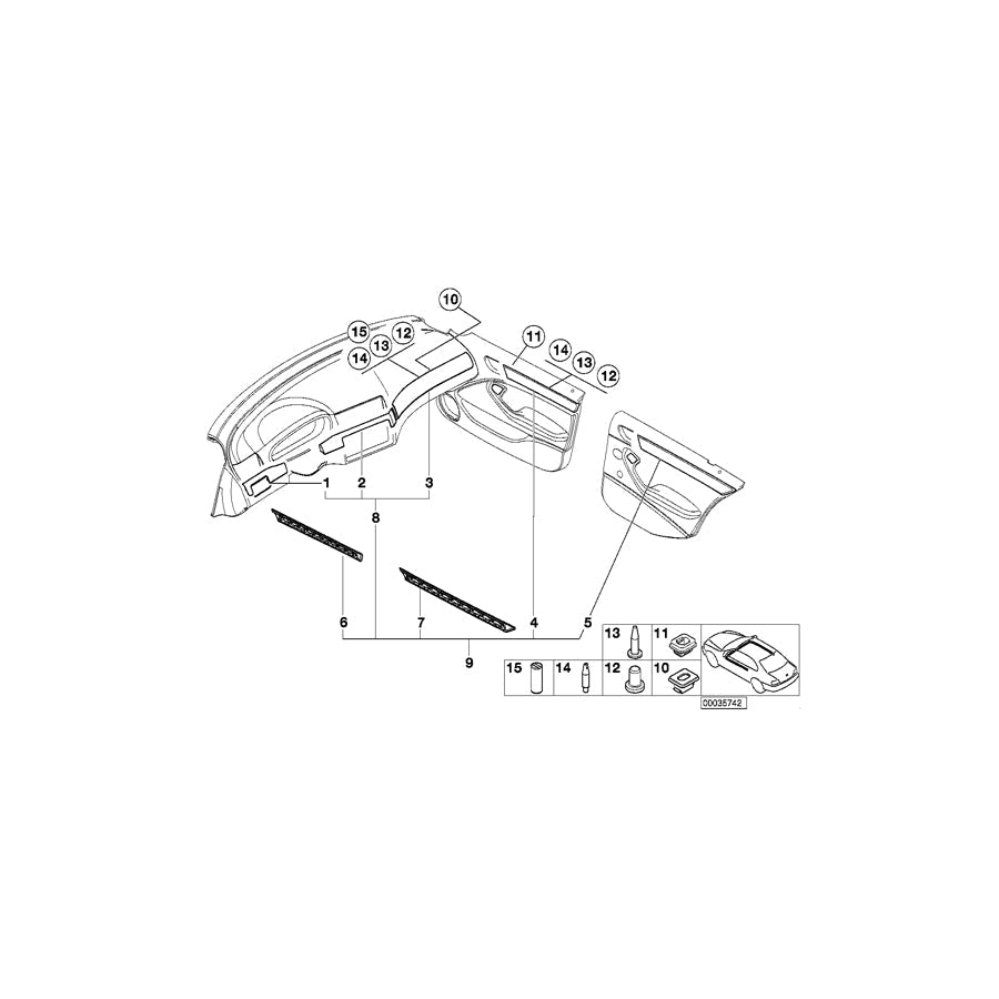 Genuine BMW 51428235235 E46 Decorative Strip, Door Rear Left BEIGE HOCHGLANZ (Inc. 318d, 323i & 330i)
