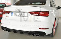 Rieger 00088185 Audi 8V S3 Rear Diffuser for Original Twin Tailpipe Left & Right - Glossy Black