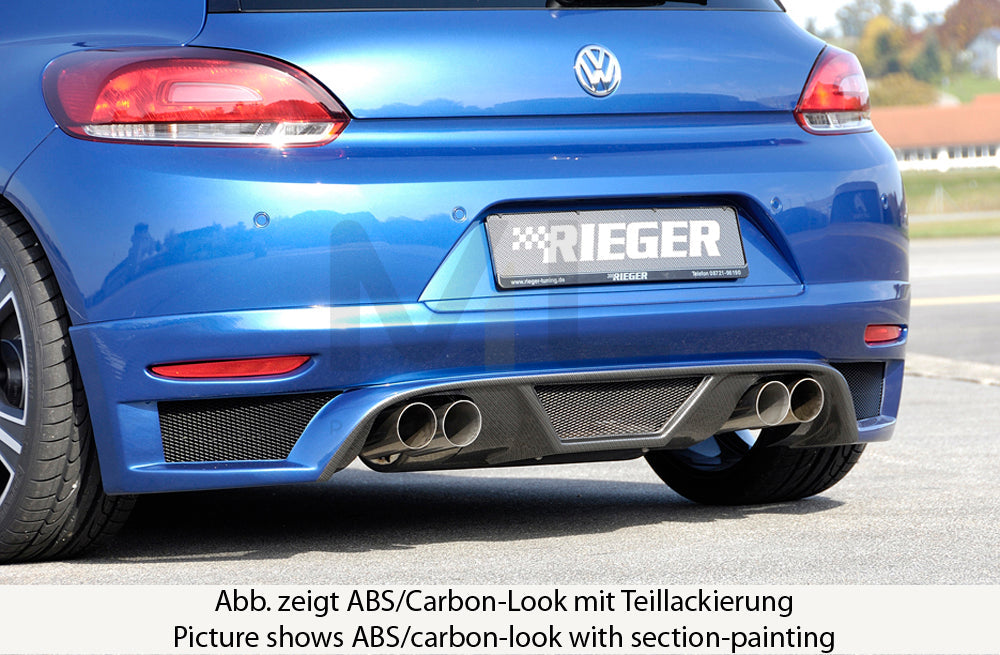 Rieger 00099771 VW 13 Mk3 Scirocco Rear Diffuser for Twin Tailpipe Left & Right - Carbon-Look