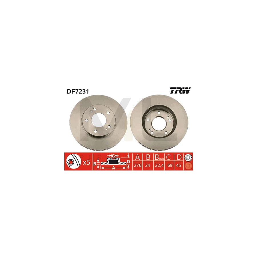 TRW DF7231 Brake Disc Vented, Painted | Performance Parts Direct Car Parts