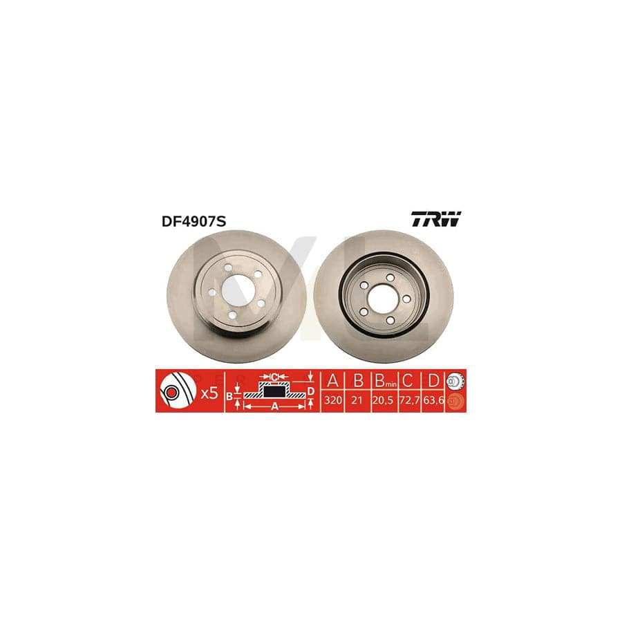 TRW DF4907S Brake Disc Vented, Painted | Performance Parts Direct Car Parts