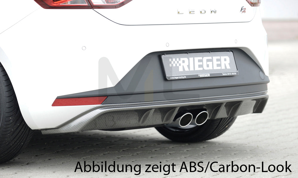 Rieger 00027009 SEAT 5F Leon FR Rear Diffuser for Twin Tailpipe Centre -  Matte Black