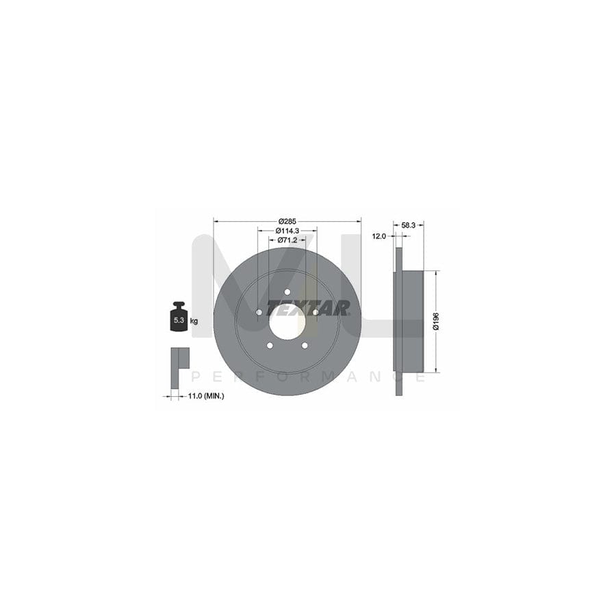 TEXTAR 92169100 Brake Disc Solid, without wheel hub, without wheel studs | Performance Parts Direct Car Parts