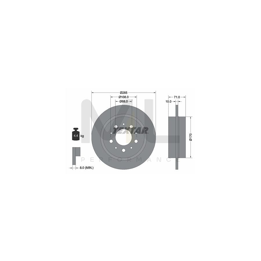 TEXTAR 92097800 Brake Disc Solid, without wheel hub, without wheel studs | Performance Parts Direct Car Parts
