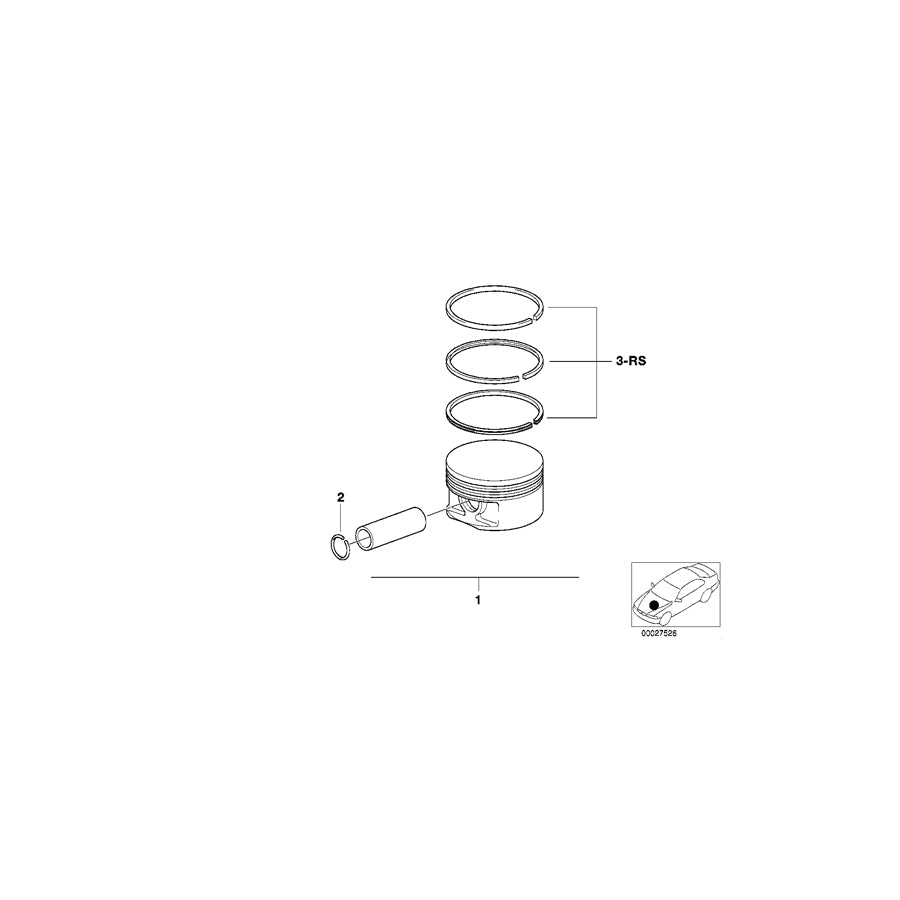 Genuine BMW 11257843744 E39 E52 Mahle Piston 93,990mm (Inc. M5 & Z8)