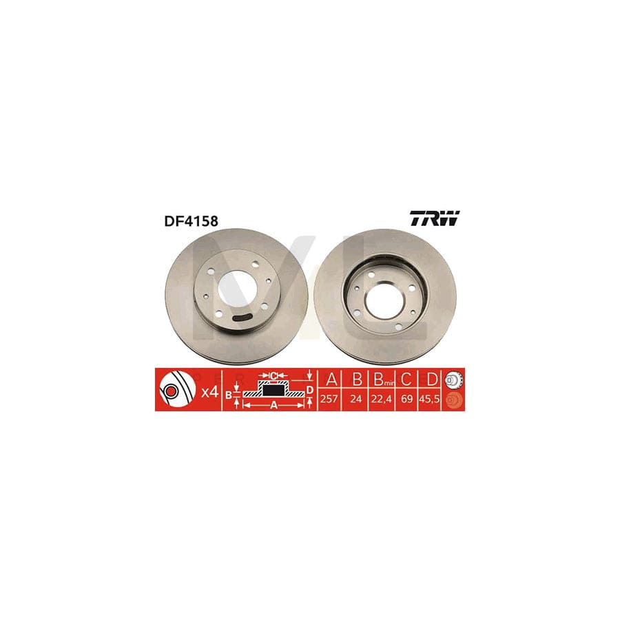 TRW DF4158 Brake Disc Vented, Painted | Performance Parts Direct Car Parts