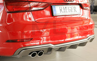 Rieger 00099614 Audi 8V A3 Rear Diffuser for Twin Tailpipe Left - Carbon-Look