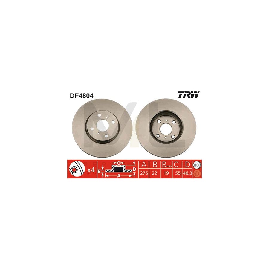 TRW DF4804 Brake Disc Vented, Painted | Performance Parts Direct Car Parts