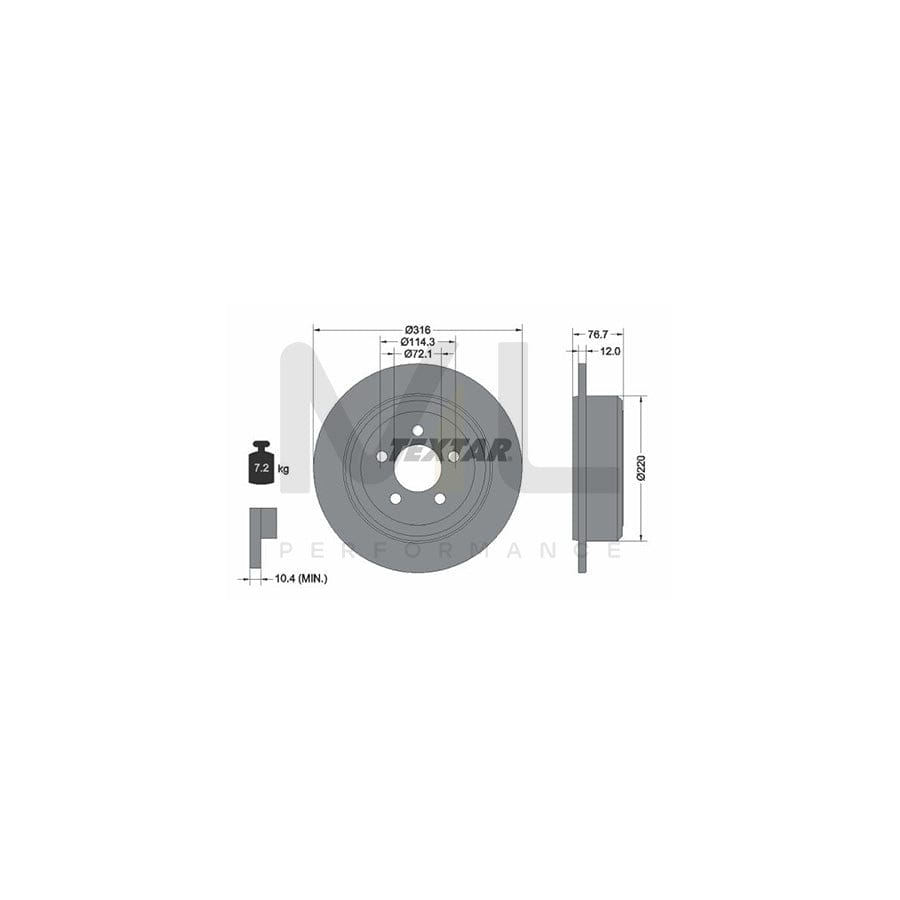 TEXTAR PRO 92202703 Brake Disc Solid, Coated, without wheel hub, without wheel studs | Performance Parts Direct Car Parts