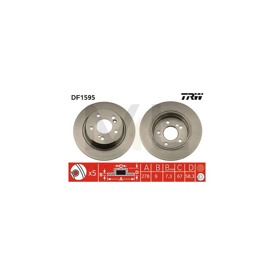 TRW DF1595 Brake Disc Solid, Painted | Performance Parts Direct Car Parts