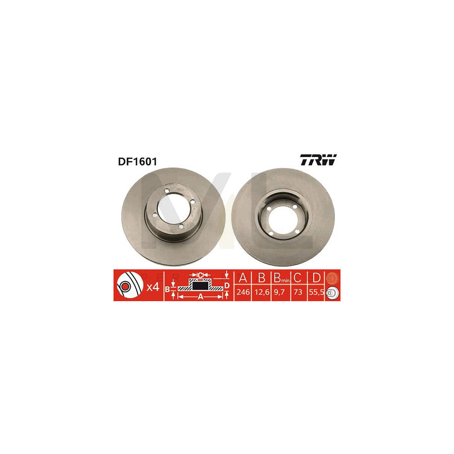 TRW DF1601 Brake Disc Solid | Performance Parts Direct Car Parts