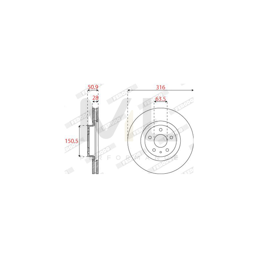FERODO DDF2789C Brake Disc Vented | Performance Parts Direct Car Parts