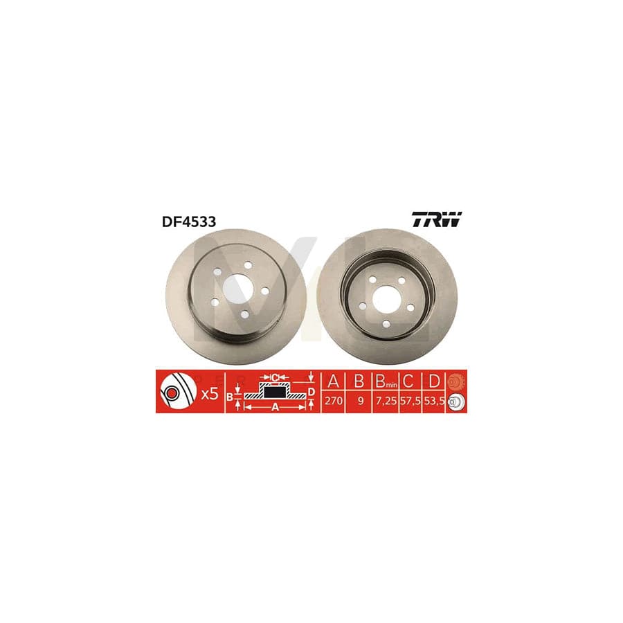 TRW DF4533 Brake Disc Solid, Painted | Performance Parts Direct Car Parts