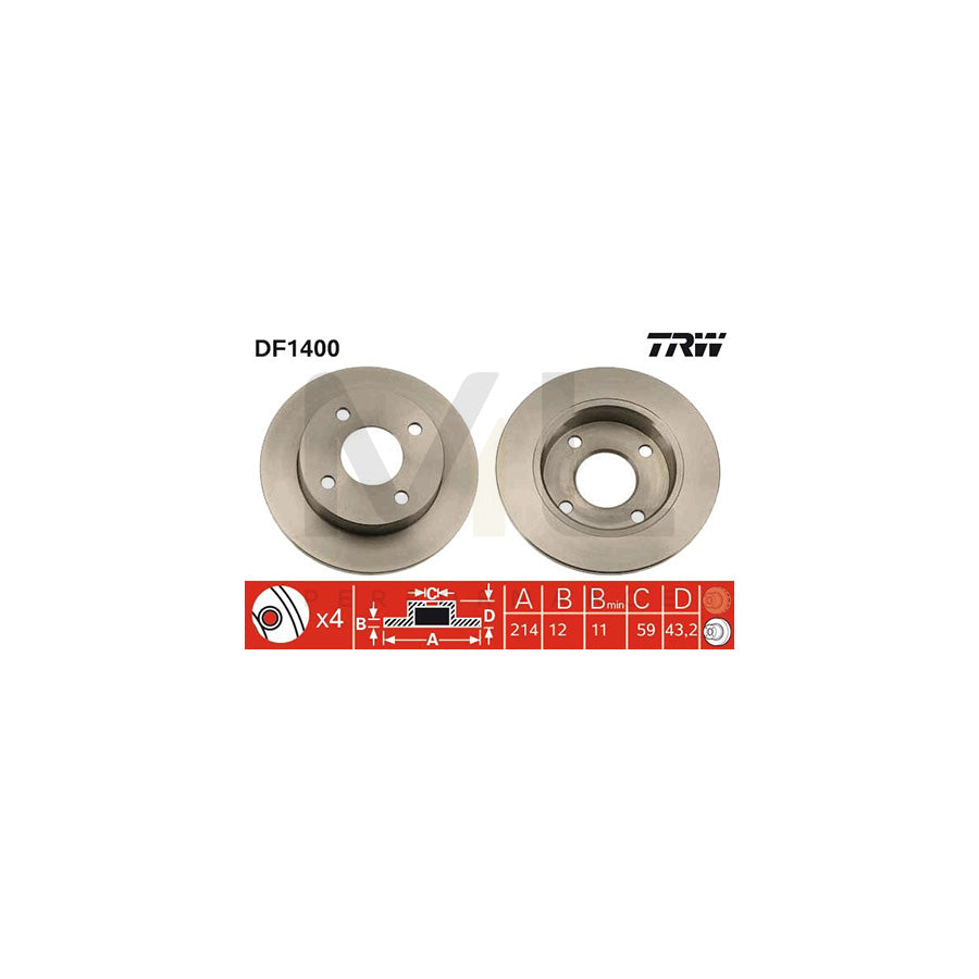 TRW DF1400 Brake Disc Solid | Performance Parts Direct Car Parts