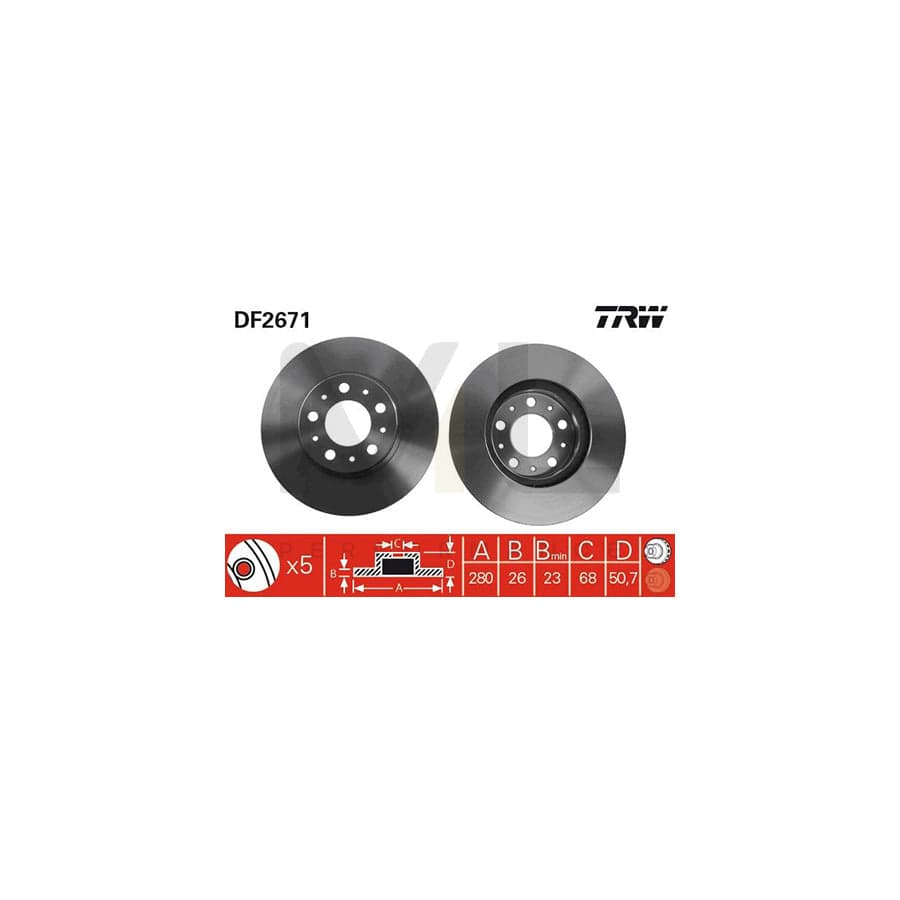 TRW DF2671 Brake Disc Vented, Painted | Performance Parts Direct Car Parts