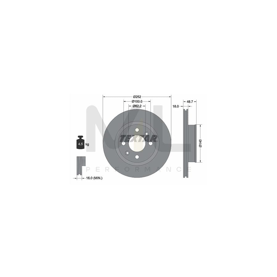 TEXTAR 92196500 Brake Disc Internally Vented, without wheel hub, without wheel studs | Performance Parts Direct Car Parts