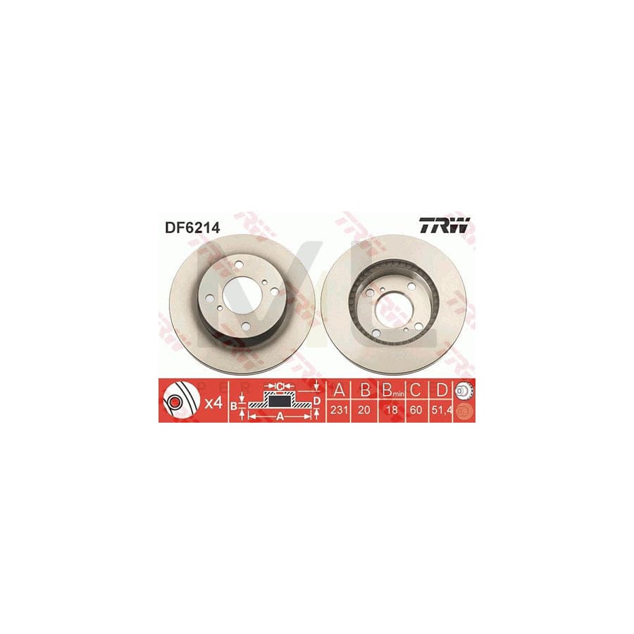 TRW DF6214 Brake Disc Vented, Painted | Performance Parts Direct Car Parts