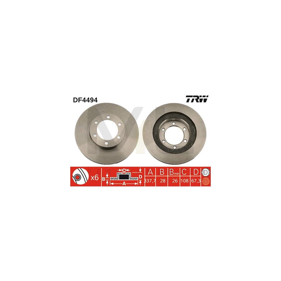 TRW DF4494 Brake Disc Vented, Painted | Performance Parts Direct Car Parts