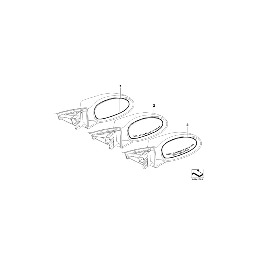 Genuine BMW 51167144308 E92 E93 E91 Mirror Glas Heated Convex Right Electrochromic (Inc. 330xd, 320si & 318d)