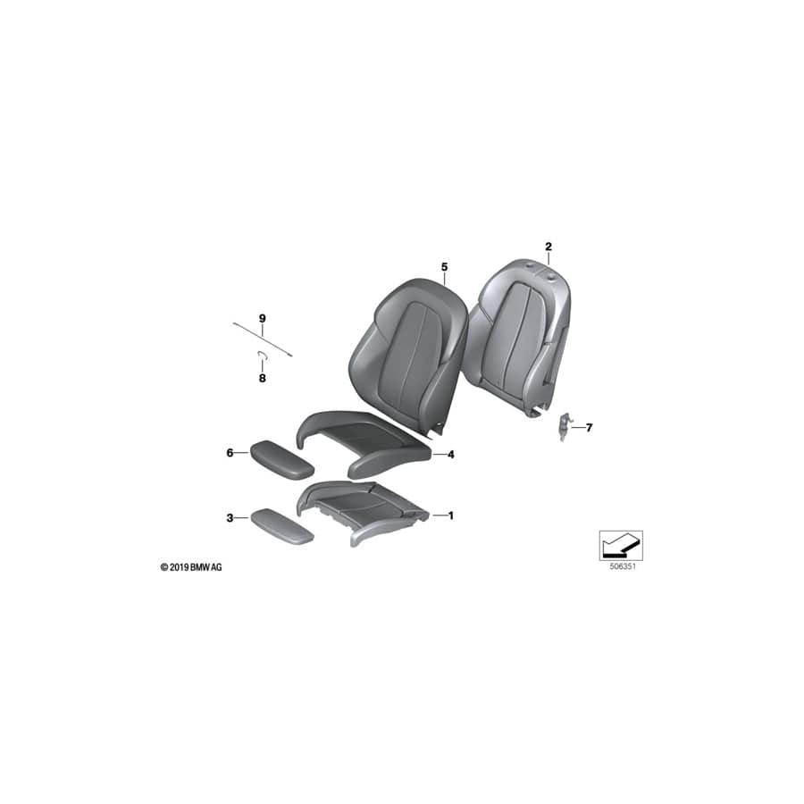 Genuine BMW 52107398429 F45 F46 F48 Sports Seat Cover Leather OYSTER/GRAU (Inc. X1 20iX, 220dX & X1 28i)