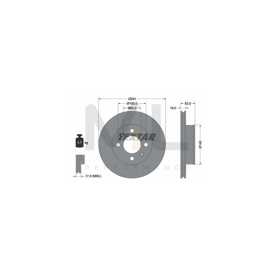 TEXTAR 92128500 Brake Disc Internally Vented, without wheel hub, without wheel studs | Performance Parts Direct Car Parts