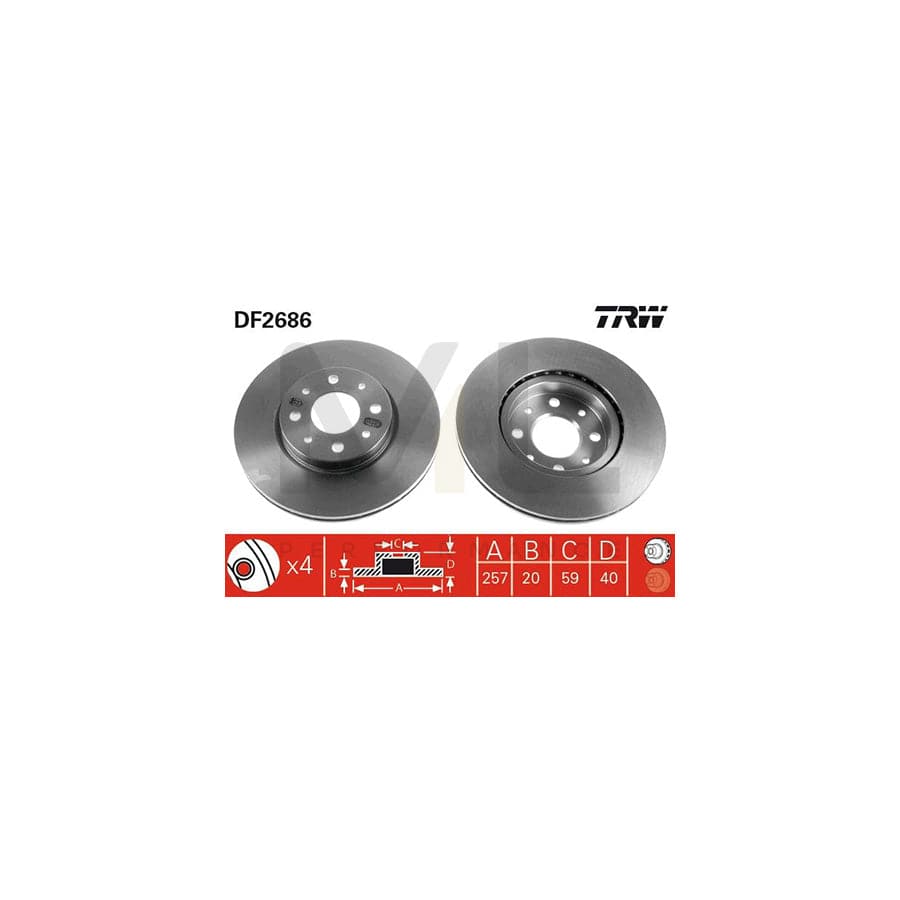 TRW DF2686 Brake Disc Vented, Painted | Performance Parts Direct Car Parts