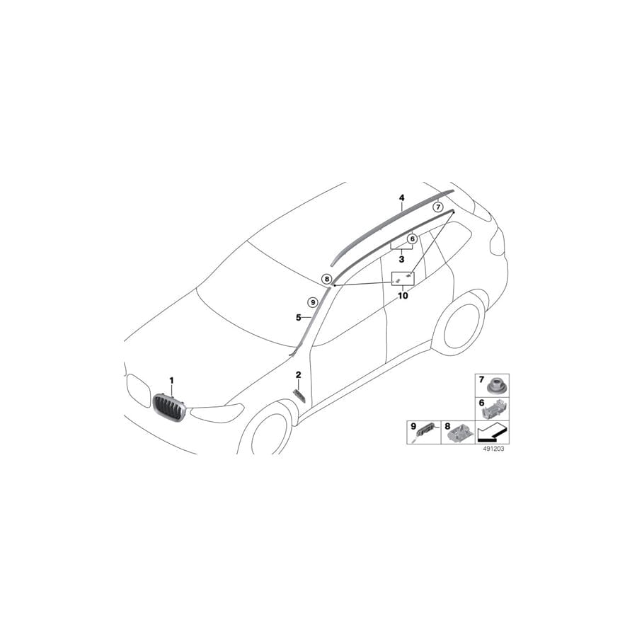Genuine BMW 51317416257 Drip Moulding, Left (Inc. X4)