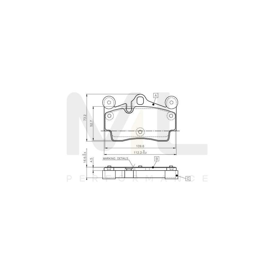 Bosch 0986Tb2456 Brake Pad Set Excl. Wear Warning Contact  | Performance Parts Direct Car Parts