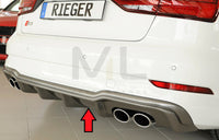 Rieger 00099615 Audi 8V S3 Rear Diffuser for Original Twin Tailpipe Left & Right - Carbon-Look